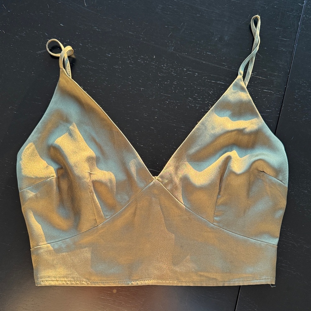 Abercrombie & Fitch Satin Bralette in Olive